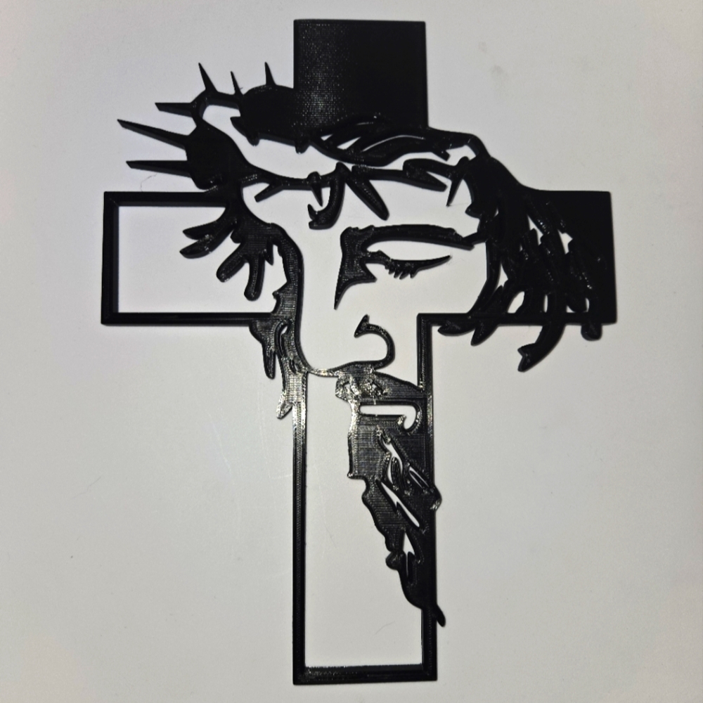 Black Cross With Jesus Face Wall Art